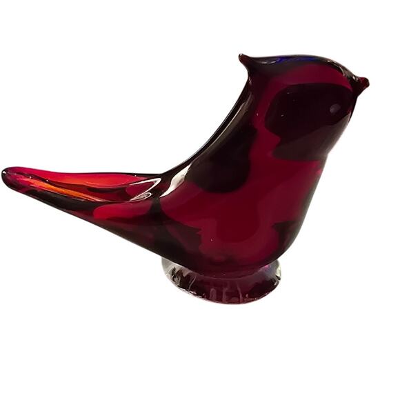 Vintage Titan‎ Art Glass Red Royal Cardinal Bird Signed Leo Ward 1997 Figurine - Picture 2 of 10